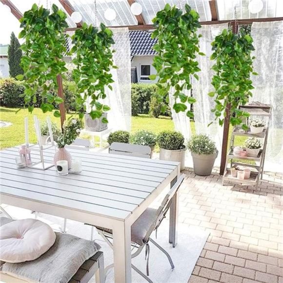 4pcs 3.6FT Artificial Hanging Plants, Faux Pothos with 162 Leaves Each - Picture 6 of 6